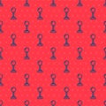 Blue line Joystick for arcade machine icon isolated seamless pattern on red background. Joystick gamepad. Vector