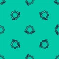 Blue line Juggling ball icon isolated seamless pattern on green background. Vector