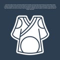 Blue line Kimono icon isolated on blue background. Chinese, Japanese, Korean, Vietnamese wearing national costumes