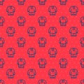 Blue line Kosovorotka is a traditional Russian shirt icon isolated seamless pattern on red background. Traditional