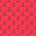 Blue line Leaning Tower in Pisa icon isolated seamless pattern on red background. Italy symbol. Vector