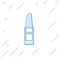 Blue line Lipstick icon isolated on white background. Vector