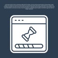 Blue line Loading a data window with a progress bar icon isolated on blue background. Vector