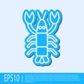 Blue line Lobster icon isolated on grey background. Vector. Royalty Free Stock Photo