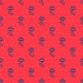 Blue line London underground icon isolated seamless pattern on red background. Vector