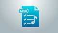 Blue line M3U file document. Download m3u button icon isolated on grey background. M3U file symbol. 4K Video motion