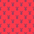 Blue line Medal icon isolated seamless pattern on red background. Winner symbol. Vector Royalty Free Stock Photo