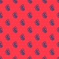 Blue line Medical nicotine patches icon isolated seamless pattern on red background. Anti-tobacco medical plaster