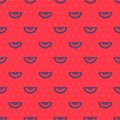 Blue line Melon fruit icon isolated seamless pattern on red background. Vector Royalty Free Stock Photo