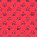 Blue line Melon fruit icon isolated seamless pattern on red background. Vector Royalty Free Stock Photo