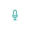 Blue line microphone icon. linear button