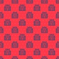 Blue line Milan Cathedral or Duomo di Milano icon isolated seamless pattern on red background. Famous landmark of Milan, Italy. Royalty Free Stock Photo