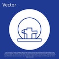 Blue line Montreal Biosphere icon isolated on blue background. White circle button. Vector