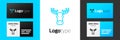 Blue line Moose head with horns icon isolated on white background. Logo design template element. Vector Royalty Free Stock Photo