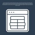 Blue line MySQL code icon isolated on blue background. HTML Code symbol for your web site design. Vector Royalty Free Stock Photo