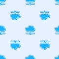 Blue line Network cloud connection icon isolated seamless pattern on grey background. Social technology. Cloud computing Royalty Free Stock Photo