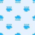 Blue line Network cloud connection icon isolated seamless pattern on grey background. Social technology. Cloud computing Royalty Free Stock Photo