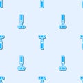 Blue line Neurology reflex hammer icon isolated seamless pattern on grey background. Vector