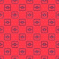 Blue line Ohmmeter icon isolated seamless pattern on red background. Vector