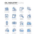 Blue Line Oil Industry Icons Royalty Free Stock Photo