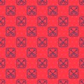 Blue line Paddle icon isolated seamless pattern on red background. Paddle boat oars. Vector Royalty Free Stock Photo