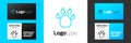 Blue line Paw print icon isolated on white background. Dog or cat paw print. Animal track. Logo design template element Royalty Free Stock Photo