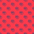 Blue line Photo camera fx icon isolated seamless pattern on red background. Foto camera. Digital photography. Vector Royalty Free Stock Photo