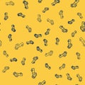 Blue line Pickup truck icon isolated seamless pattern on yellow background. Vector Illustration Royalty Free Stock Photo