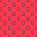 Blue line Picture icon isolated seamless pattern on red background. Vector Royalty Free Stock Photo