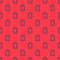 Blue line Picture icon isolated seamless pattern on red background. Vector Royalty Free Stock Photo