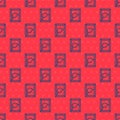 Blue line Picture landscape icon isolated seamless pattern on red background. Vector Illustration Royalty Free Stock Photo