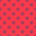 Blue line Piggy bank bitcoin icon isolated seamless pattern on red background. Icon saving or accumulation of money Royalty Free Stock Photo