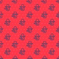 Blue line Pinocchio icon isolated seamless pattern on red background. Vector Royalty Free Stock Photo