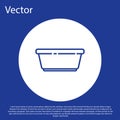 Blue line Plastic basin icon isolated on blue background. Bowl with water. Washing clothes, cleaning equipment. White Royalty Free Stock Photo