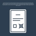 Blue line Poll document icon isolated on blue background. Vector