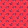 Blue line Productive human icon isolated seamless pattern on red background. Idea work, success, productivity, vision