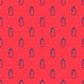 Blue line Punching bag icon isolated seamless pattern on red background. Vector Illustration