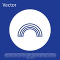 Blue line Rainbow icon isolated on blue background. White circle button. Vector Illustration Royalty Free Stock Photo