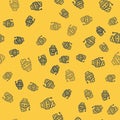 Blue line Robot icon isolated seamless pattern on yellow background. Artificial intelligence, machine learning, cloud Royalty Free Stock Photo