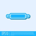 Blue line Rolling pin icon isolated on grey background. Vector