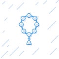 Blue line Rosary beads religion icon isolated on white background. Vector Illustration Royalty Free Stock Photo