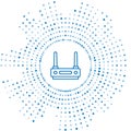 Blue line Router and wi-fi signal icon isolated on white background. Wireless ethernet modem router. Computer technology