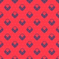 Blue line Russian bagels on a rope icon isolated seamless pattern on red background. Vector