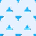 Blue line Sales funnel with arrows for marketing and startup business icon isolated seamless pattern on grey background Royalty Free Stock Photo