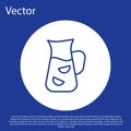 Blue line Sangria icon isolated on blue background. Traditional spanish drink. White circle button. Vector