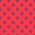 Blue line Sauna bucket icon isolated seamless pattern on red background. Vector