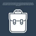 Blue line School backpack icon isolated on blue background. Vector Royalty Free Stock Photo