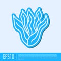 Blue line Seaweed icon isolated on grey background. Underwater seaweed spirulina, aquatic marine algae plant. Vegan and