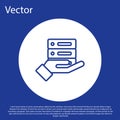 Blue line Server, Data, Web Hosting icon isolated on blue background. White circle button. Vector Illustration Royalty Free Stock Photo