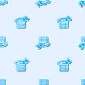 Blue line Server, Data, Web Hosting icon isolated seamless pattern on grey background. Vector Illustration Royalty Free Stock Photo
